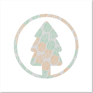 Pineapple Christmas Tree Logo Posters and Art